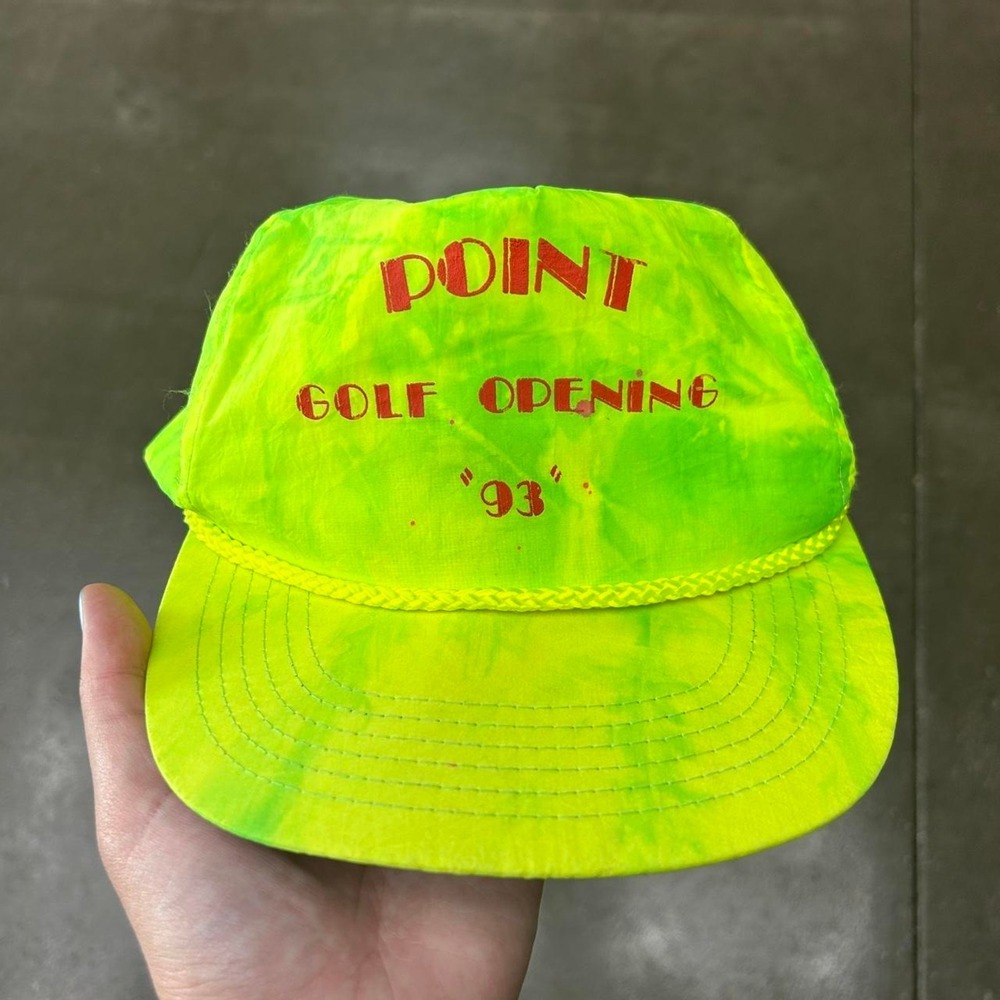 Vintage Neon Green and Yellow Golf Opening Winner Rope‎ Style Trucker Hat Cap